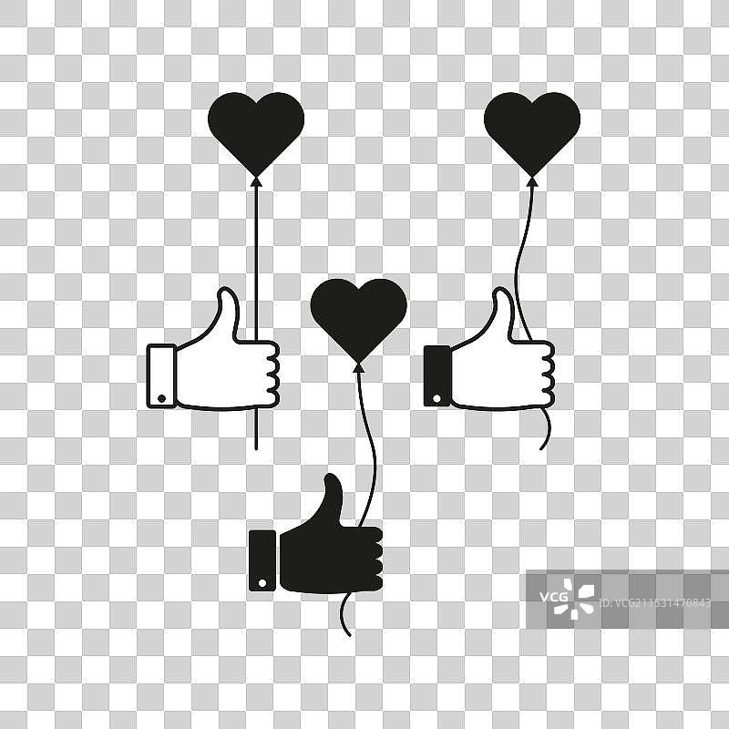 社交媒体认可图标集，点赞和图片素材