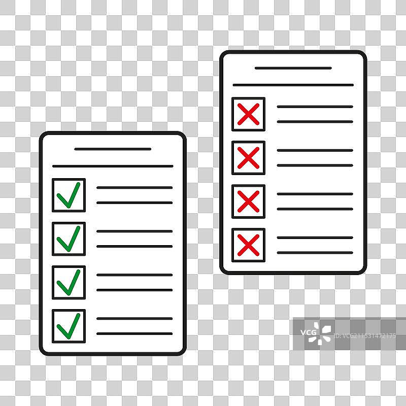 绿色勾选和红色的清单图标集图片素材