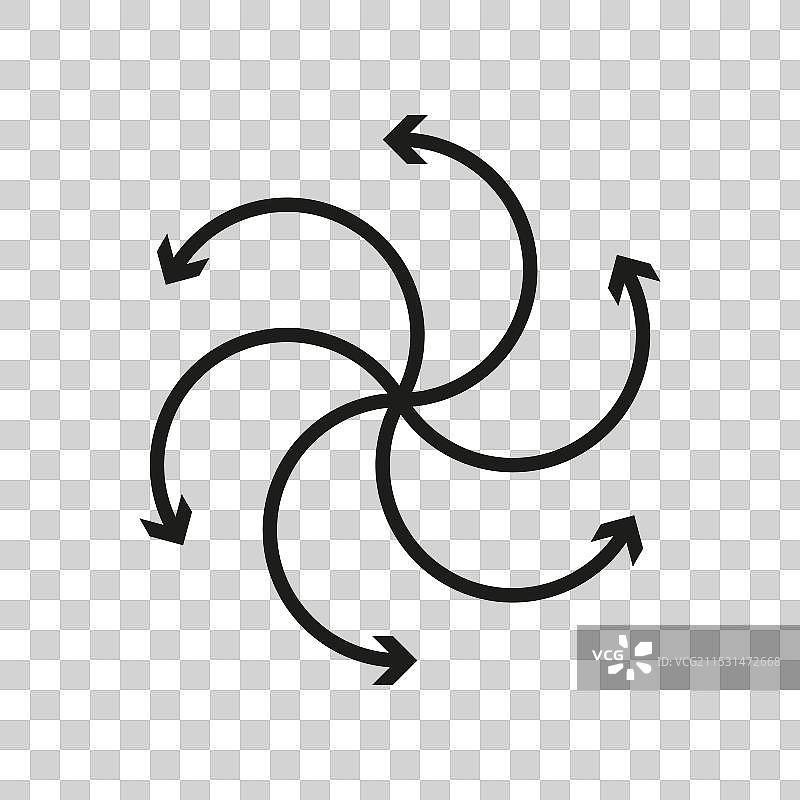 黑色抽象弯曲箭头方向符号图片素材