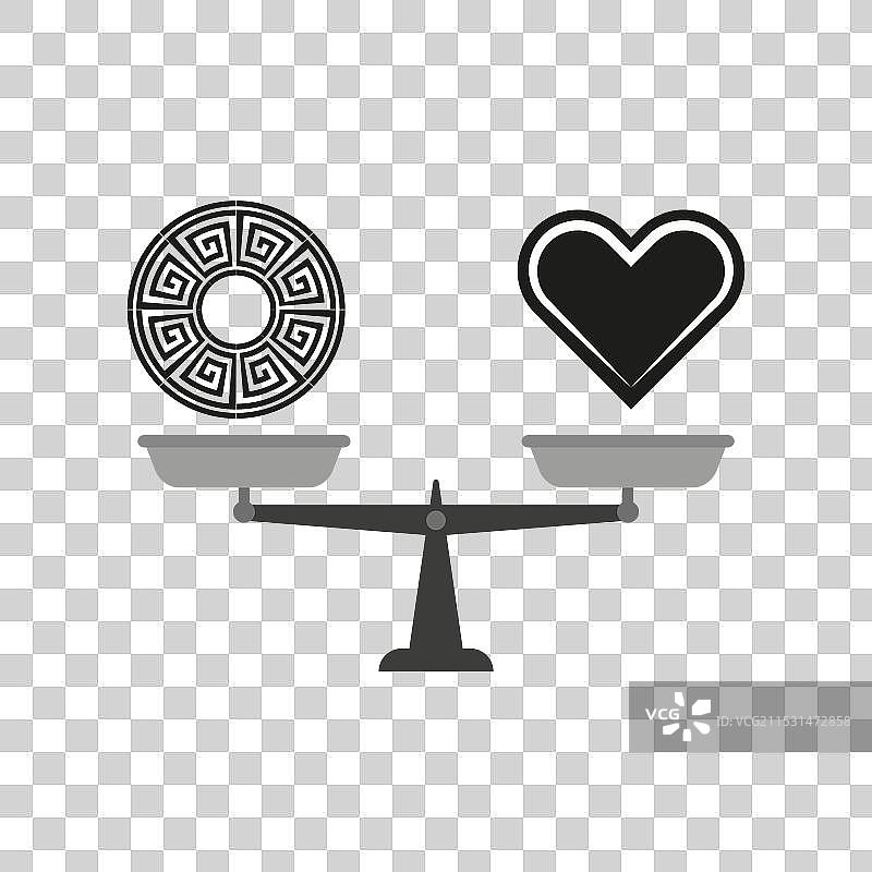 黑色的心与迷宫天平平衡符号图片素材