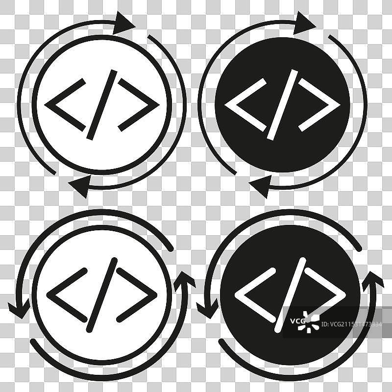 编程箭头图标与编码符号图片素材