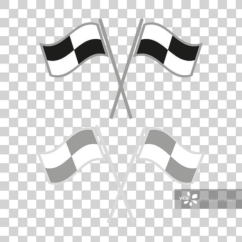 交叉的方格旗赛车终点符号图片素材