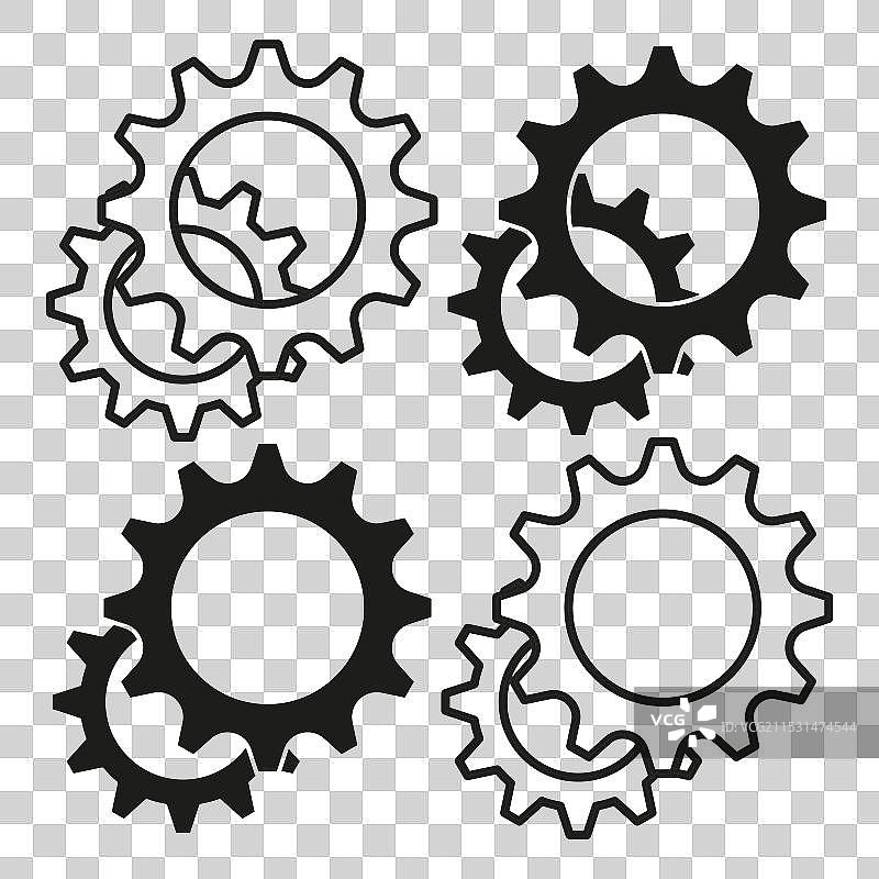 破损齿轮图标集，机械故障概念图片素材
