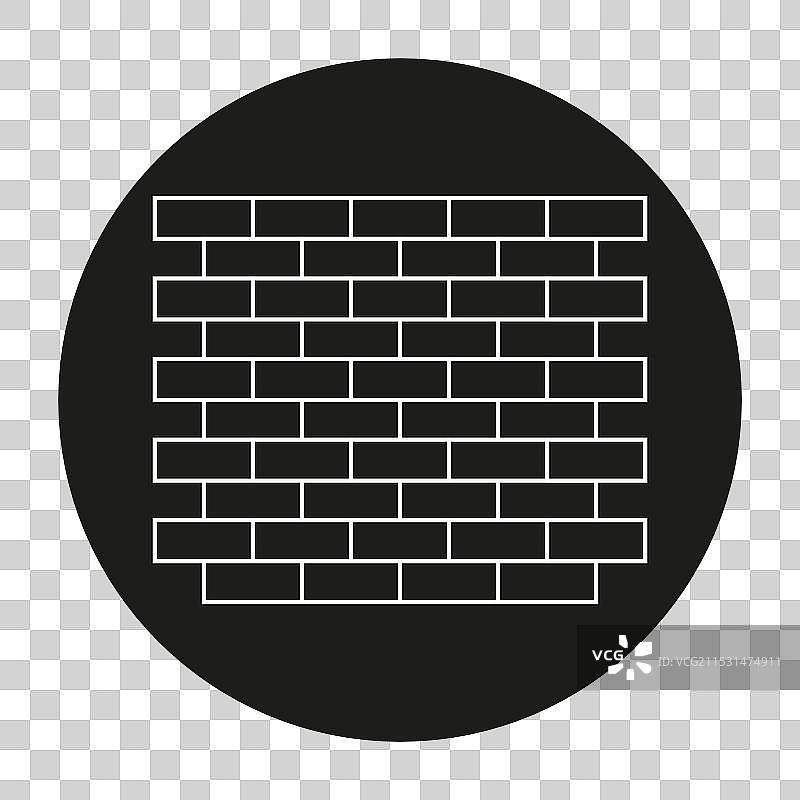 白色砖块轮廓的砖墙图标圆形设计图片素材