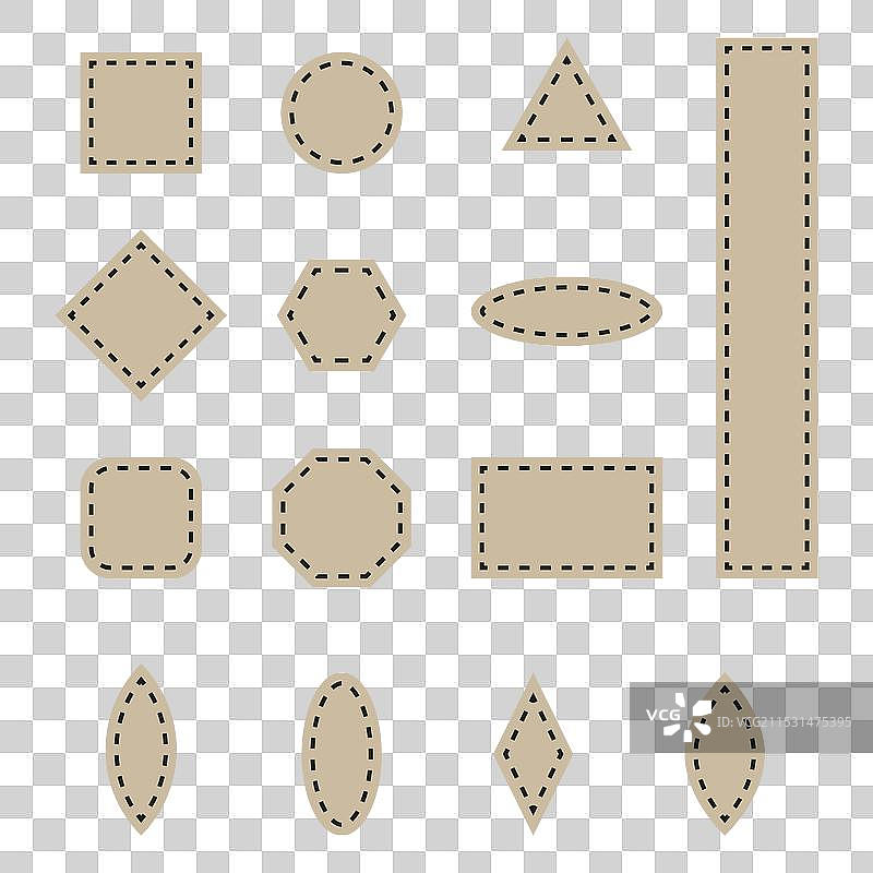 米色点线边缘的几何形状集合图片素材