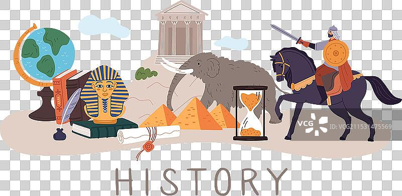 历史元素构成学校科目图片素材