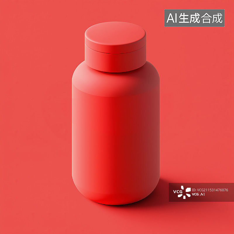 【AI数字艺术】3D卡通红色药瓶子插画元素图片素材
