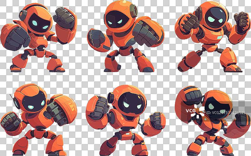 战斗机器人卡通橙色拳头打斗图片素材