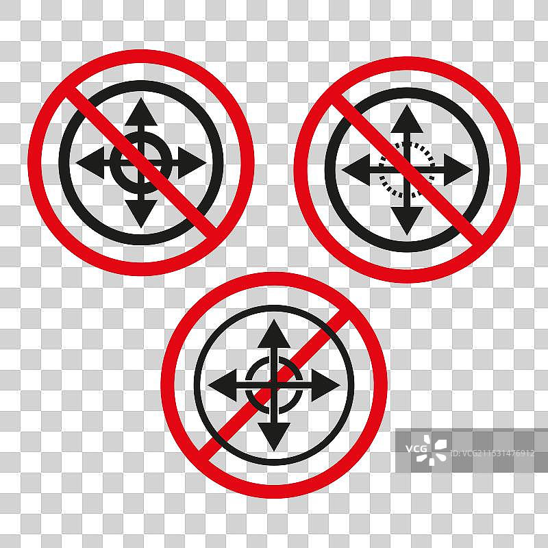 禁止通行标志 红色圆圈方向符号图片素材