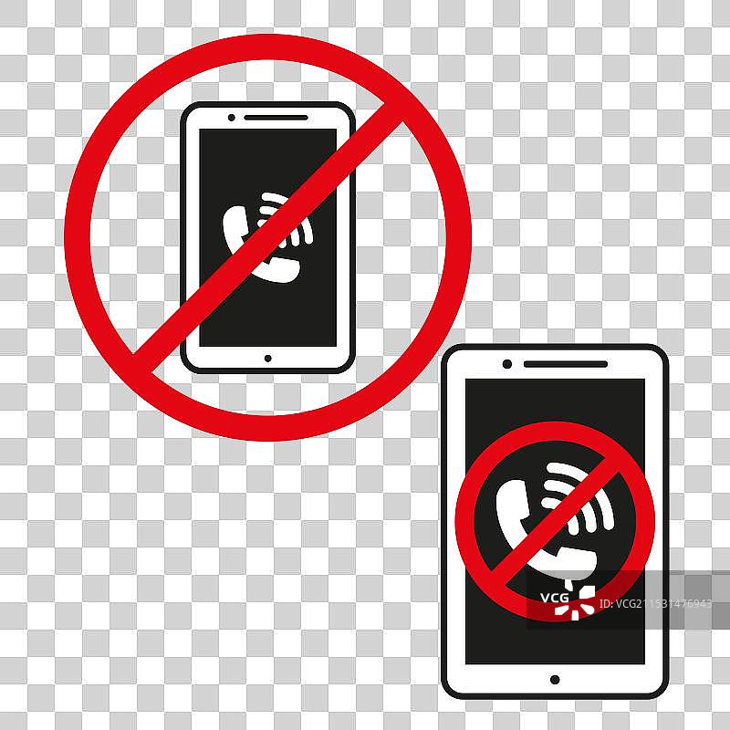 带有静音通话符号的手机，没有电话功能图片素材