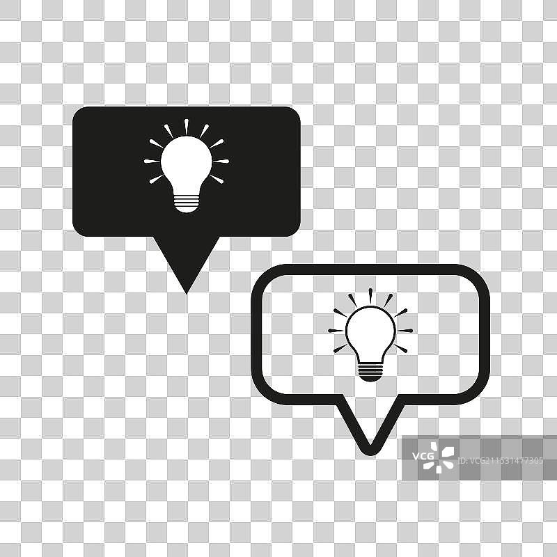 创新理念图标集，灯泡与对话气泡图片素材