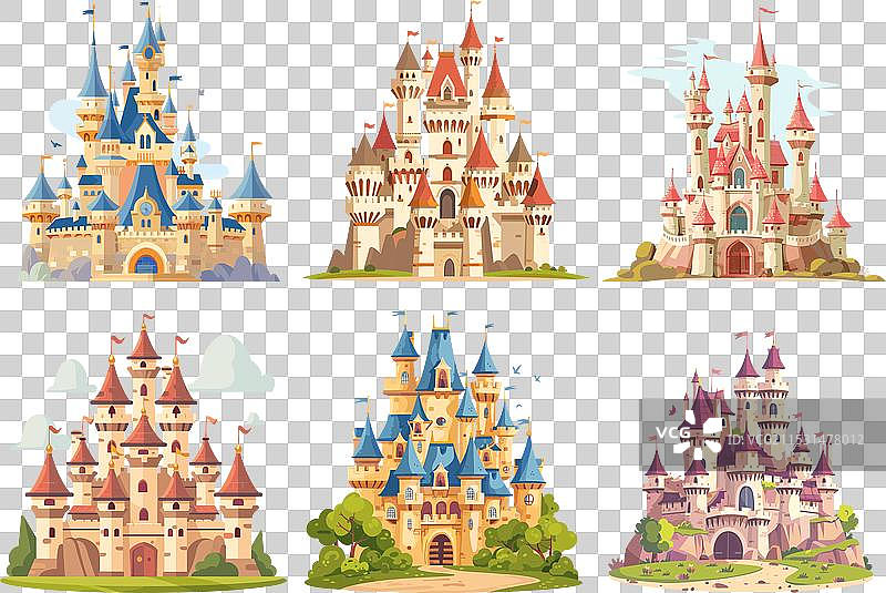 中世纪城堡平面宫殿建筑图片素材