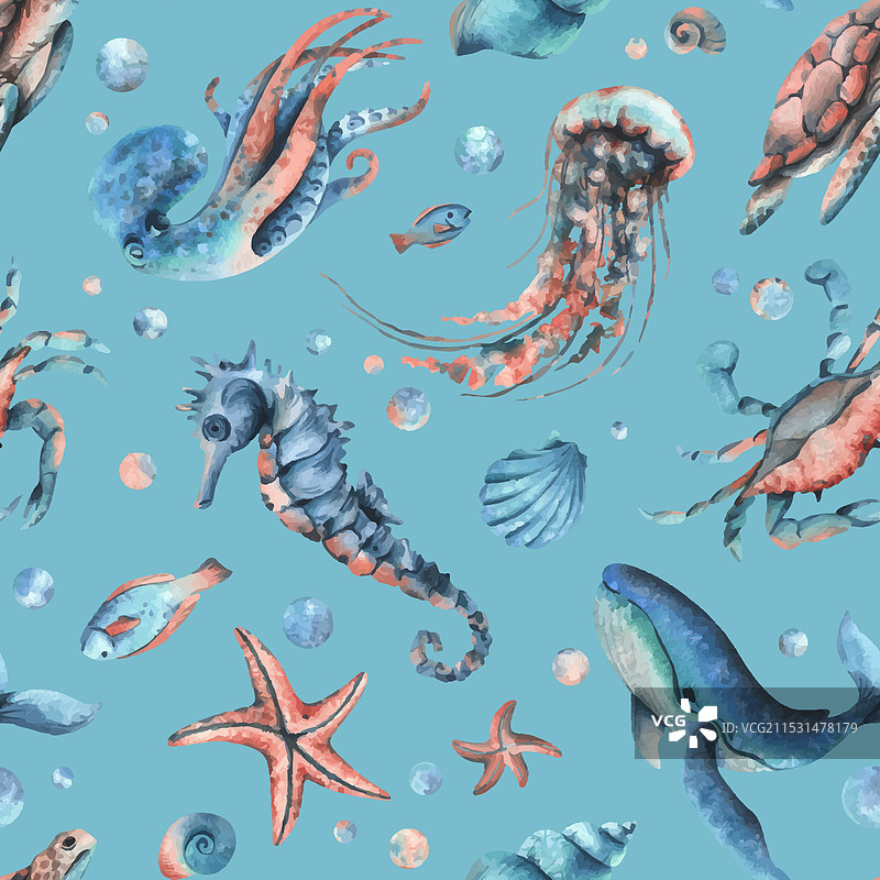 海洋动物鲸鱼的水下世界剪贴画图片素材