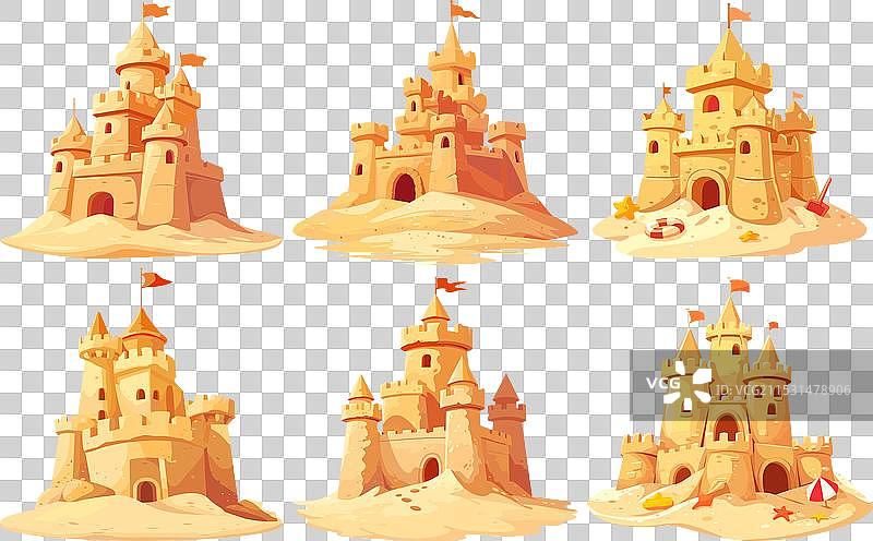 沙堡卡通沙滩堡垒沙箱图片素材