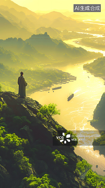 【AI数字艺术】送别插画　竖版图片素材