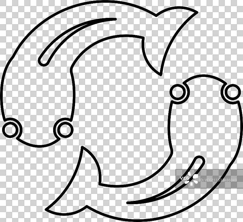 鱼类：圆形轮廓的两条运动的虾虎鱼图片素材