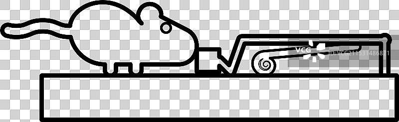 老鼠想从捕鼠器里吃一块奶酪图片素材