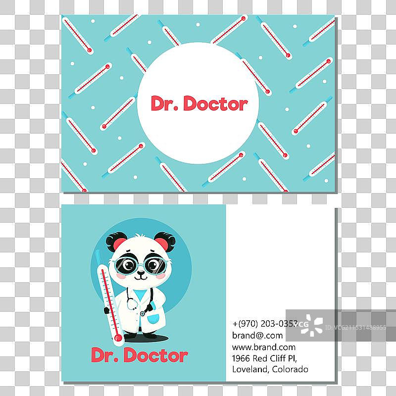 一张儿科医生熊猫的名片图片素材