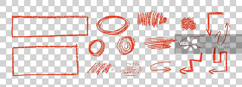 一组矩形粉笔涂鸦图形元素图片素材