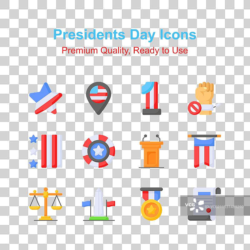 创意制作的总统日图标集图片素材