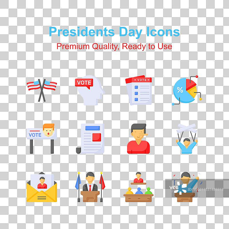 视觉完美的总统日图标集图片素材