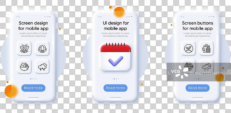 生物购物莲花和沙拉线条图标包图片素材