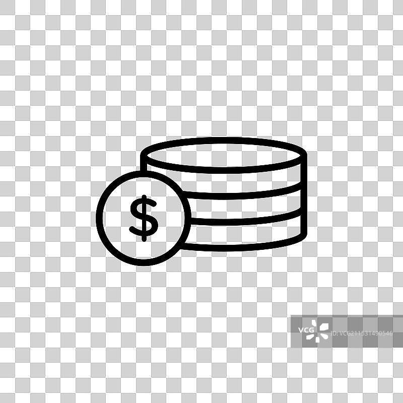 美元硬币图标集，钱币堆叠符号图片素材