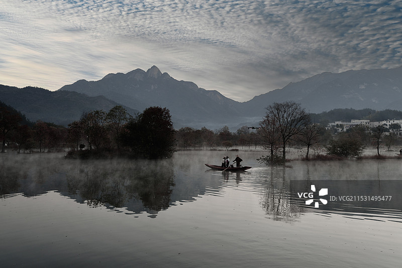 河西畈村水墨丹青景观图片素材