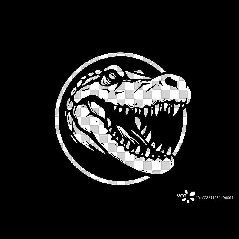 鳄鱼 - 极简风格的平面标志图片素材