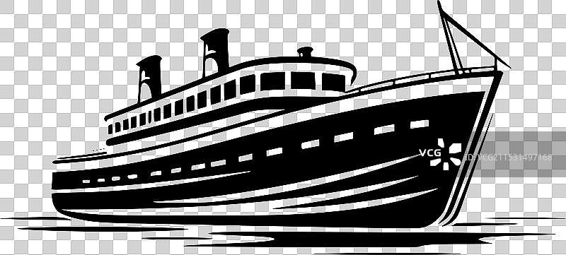 黑白色的船图片素材