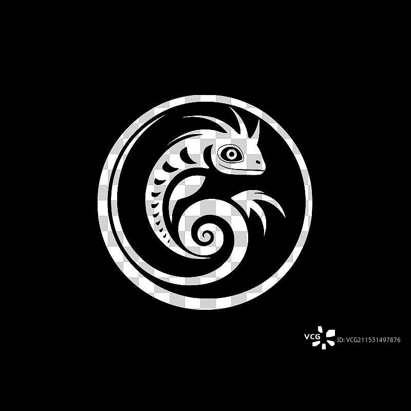 变色龙 - 黑白孤立图标图片素材