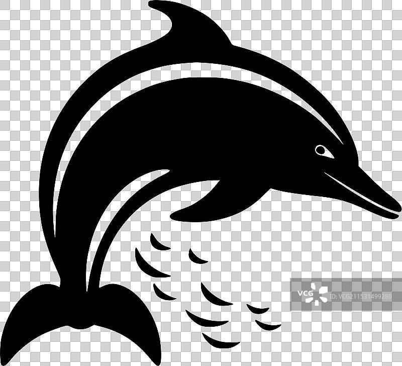黑白孤立的海豚图标图片素材