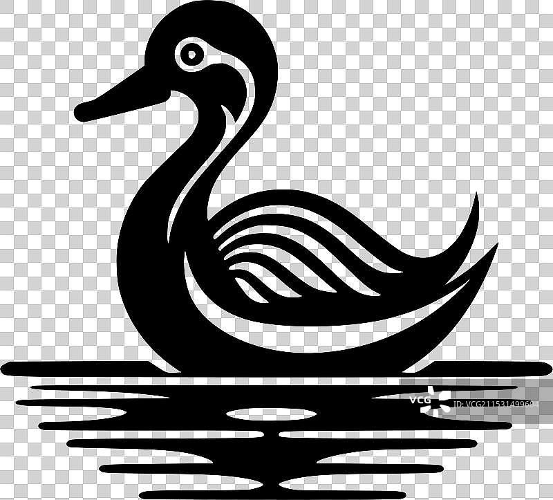 鸭子 - 极简风格的平面logo图片素材