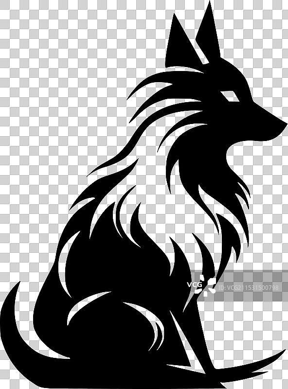 黑白孤立狐狸图标图片素材