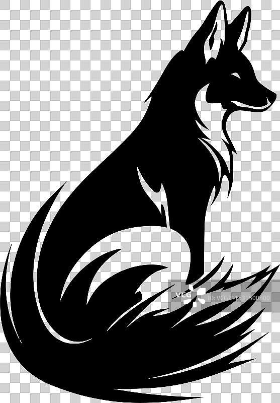 黑白孤立狐狸图标图片素材