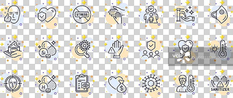 健康面部护肤和家庭护理的轮廓设置图片素材