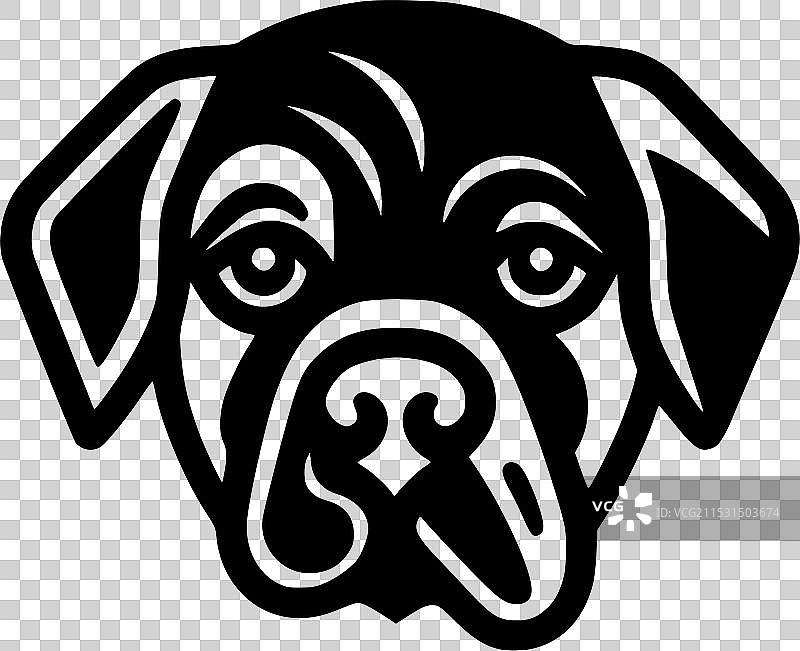 黑白色孤立的巴哥犬图标图片素材