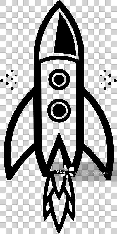 火箭 - 黑白孤立图标图片素材