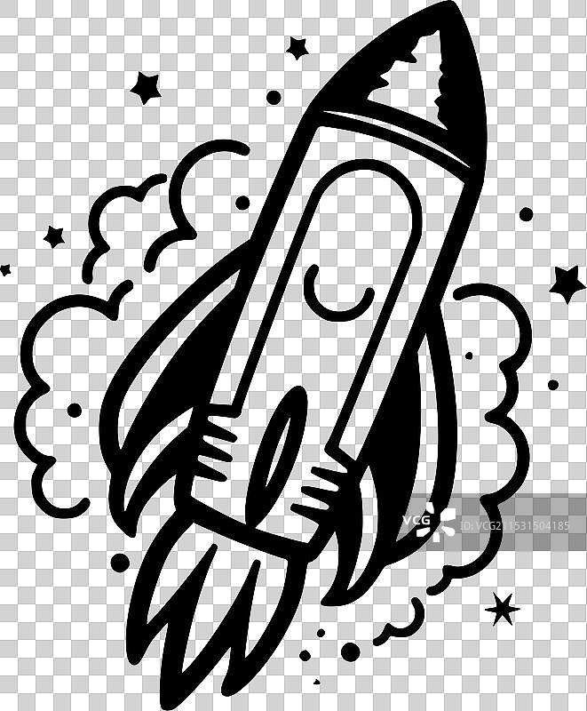 火箭 - 黑白孤立图标图片素材