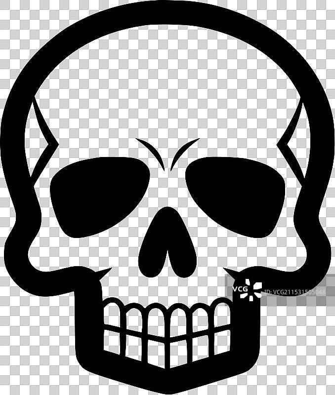 骷髅 - 极简风格的平面标志图片素材