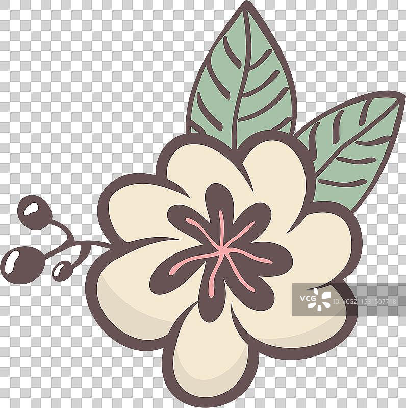 可爱的黄色花朵涂鸦风格剪贴画图片素材