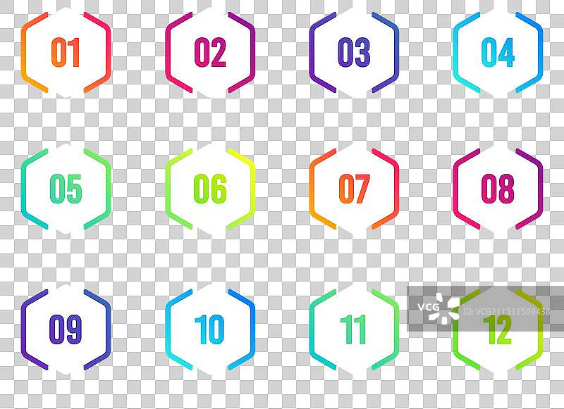 彩色六边形信息图标要点图片素材