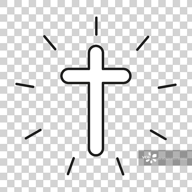 基督教十字架与抽象的点状阳光射线图片素材