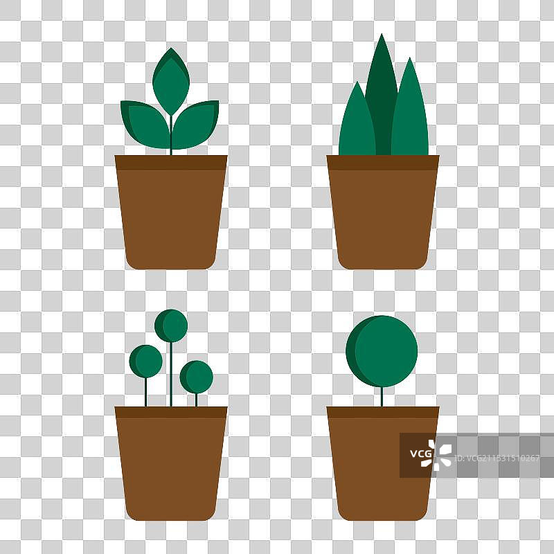 现代风格的卡通花盆，背景为白色图片素材