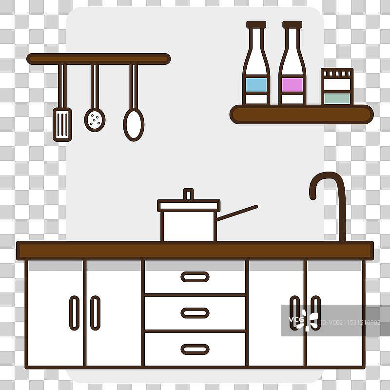 卡通厨房公寓室内烹饪图片素材