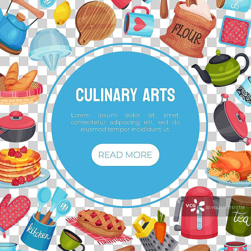 烹饪课程和厨房用具横幅设计图片素材