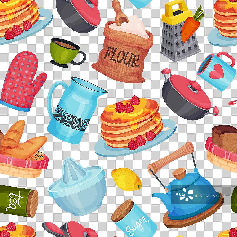 烹饪课堂和厨房用具无缝图案图片素材