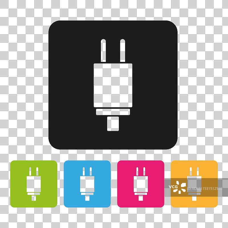 彩色方块中的多彩插座技术图片素材