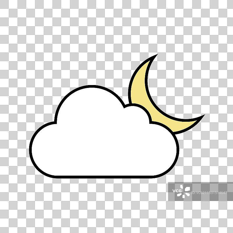 夜空天气按钮的月牙和云朵图标图片素材