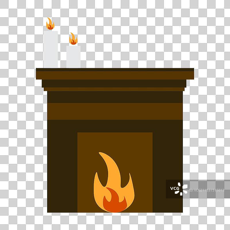 壁炉标志蜡烛图标家居室内火焰图片素材